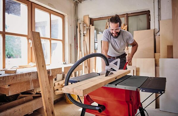 Einhell Scie circulaire sur table TC-TS 2025/2 U (2 000 W, dispositif de réglage hauteur/inclinaison de la lame de scie, butée parallèle, butée d’angle +/- 60°, rallonges latérales)