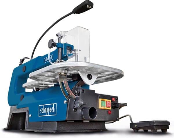 Scheppach Scie à chantourner Deco-XL | 125W | Avec pédale & table XXL | Vitesse variable 550–1600 min-1 | Hauteur et profondeur de coupe 50-406mm | Raccord d'aspiration Ø35mm | inclinable à 45°