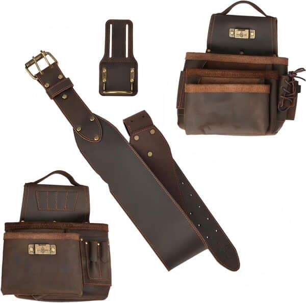 Tourbn TOURBON véritable ceinture à outils de charpentier avec bretelles pochettes à outils d'électricien détachables boucle de marteau multi-poches