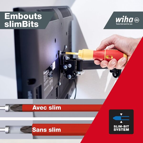 Wiha Tournevis électrique speedE® II sans fil visseuse (44318) avec embouts isolés slim, piles, câble USB, L-Boxx Mini) | Serrage à 0,4 Nm et 1 Nm