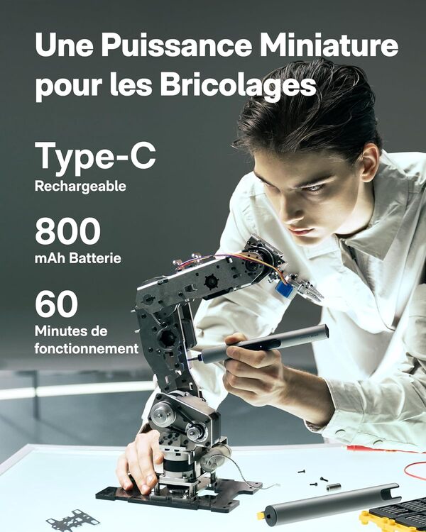 HOTO SNAPBLOQ™ S-A01 Kit de Tournevis Électrique, Kit de Tournevis Précis Magnétique, 3 Réglages de Couple, Idéal pour les Réparations de Téléphones, d'Ordinateurs Portables, de Lunettes et de Montres