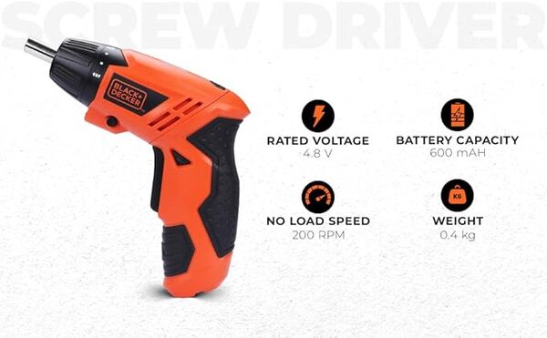 BLACK+DECKER KC4815 - Jeu de Tournevis sans Fil NiCad 4,8 V avec Embouts de 15 pièces