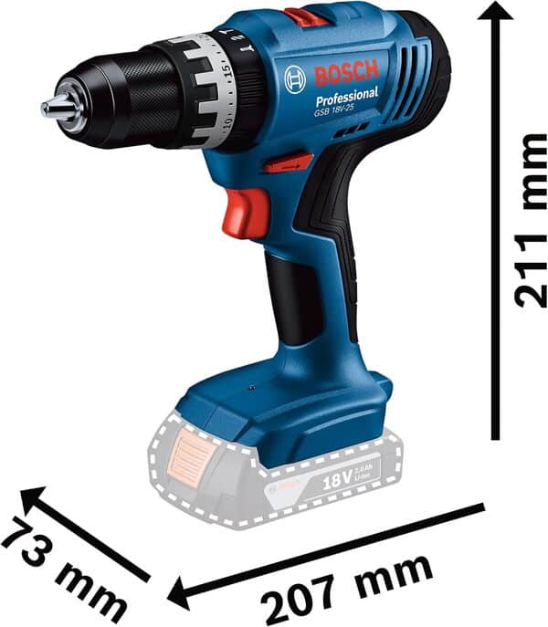 Bosch Professional 18V System perceuse-visseuse sans-fil GSB 18V-25 (Ø vis max. 10 mm, avec 2 batteries GBA 2,0 Ah, GAL 18V-40, L-BOXX)