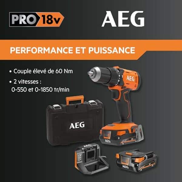 Découvrez la force et l'efficacité de la perceuse à percussion AEG BSB 18 G4-202C : un outil sans fil puissant de 60Nm idéal pour tous vos projets de bricolage.