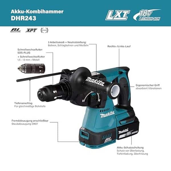 Découvrez notre test complet du perforateur burineur DHR243Z SDS+ 18V : performances, caractéristiques et avis détaillé pour cet outil professionnel.