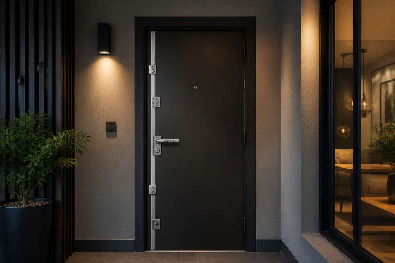Zoom sur la porte blindée qui dissuade les cambrioleurs
